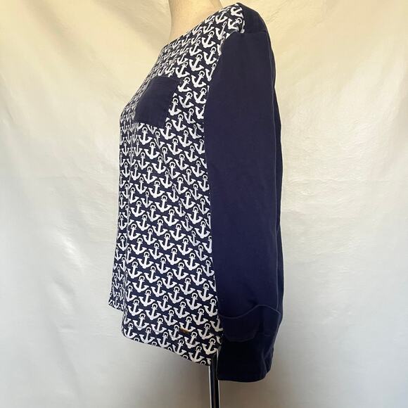 Tommy Hilfiger Anchor Womens Top Sz M Nautical Sailor Preppy Hi-low Coastal Core - Picture 3 of 14